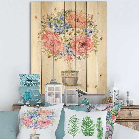 Designart - Flower Tree In A Pot With A Bow